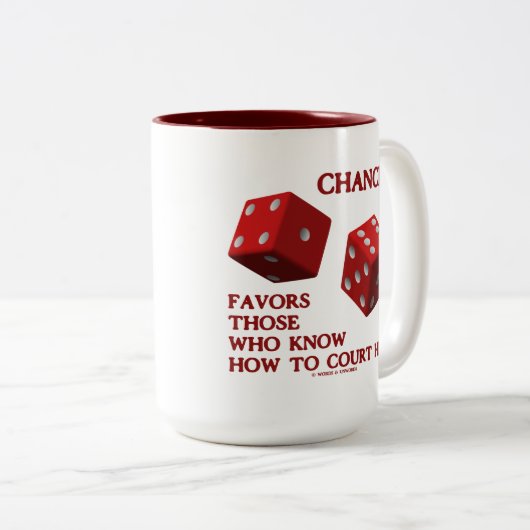 チャンスは裁判所にいかに彼女のサイコロを知っている人を支持します ツートーンマグカップ (正面右)