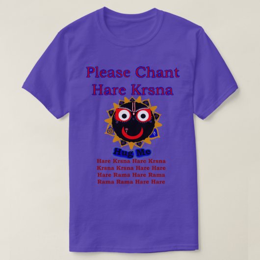 チャントHare Krsna Jagannath Hug me Tシャツ (デザイン正面)
