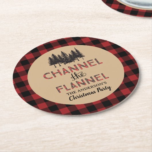 チャンネルザフランネルクリスマスパーティー紙コースター ラウンドペーパーコースター (アングル)