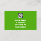 チャンネル名TUBERロゴQRコードグリーンホワイト 名刺 (裏面)