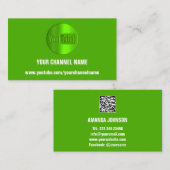 チャンネル名TUBERロゴQRコードグリーンホワイト 名刺 (正面/裏面)