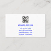 チャンネル名TUBERロゴQRコードブルーホワイト 名刺 (裏面)