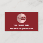 チャンネル名YOU TUBERロゴQRコードバラBURGUNDY 名刺 (正面)