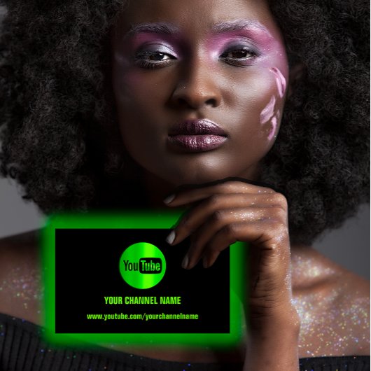 チャンネル名YOUTUBERロゴQRコードブラックグリーン 名刺