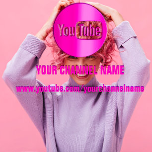 チャンネル名YOUTUBERロゴQRコードPINK WHITE  名刺