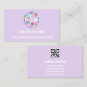 チャンネル名YOUTUBER SUSCRIBEロゴQRピンク 名刺 (正面/裏面)