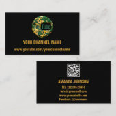 チャンネル名YOUTUBER SUSCRIBE GREEN QRコード 名刺 (正面/裏面)