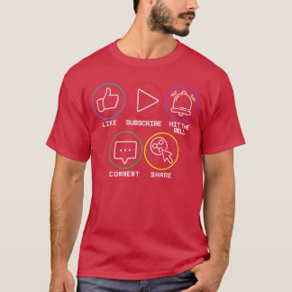 チャンネル登録と高評価とベルマークとコメントと共有とライブ配信 Tシャツ