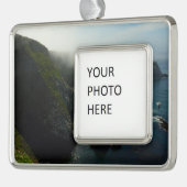 チャンネル諸島で霧が強いアナカパ島 シルバープレートフレームオーナメント (左)