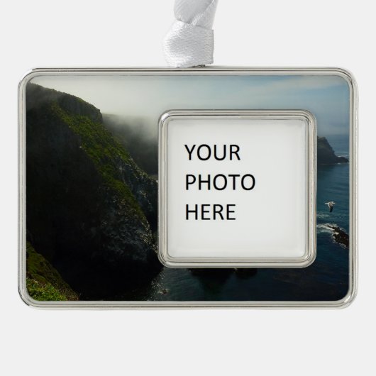 チャンネル諸島で霧が強いアナカパ島 シルバープレートフレームオーナメント (正面)