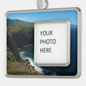 チャンネル諸島のサンタクルーズ島から眺める シルバープレートフレームオーナメント (左)