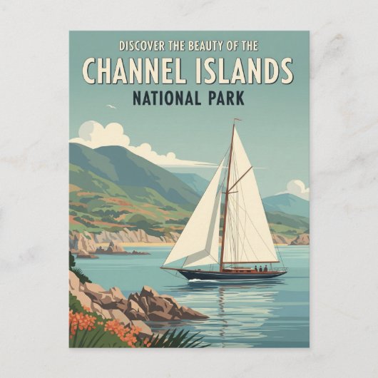 チャンネル諸島国立公園の帆船 ポストカード (正面)