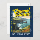 チャンネル諸島国立公園動揺してレトロ ポストカード (正面/裏面)