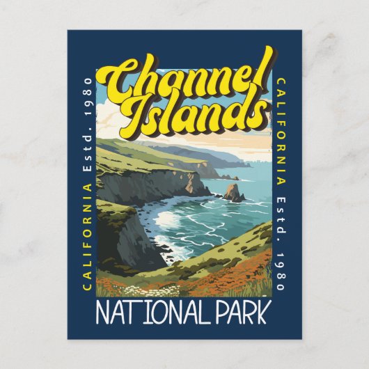 チャンネル諸島国立公園動揺してレトロ ポストカード (正面)