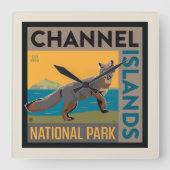 チャンネル諸島国立公園 |キツネ スクエア壁時計 (正面)