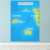 チャンネル諸島地図ポスター。 キャンバスプリント (インサイチュ (ウッドフロア))