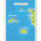 チャンネル諸島地図ポスター シール (正面)