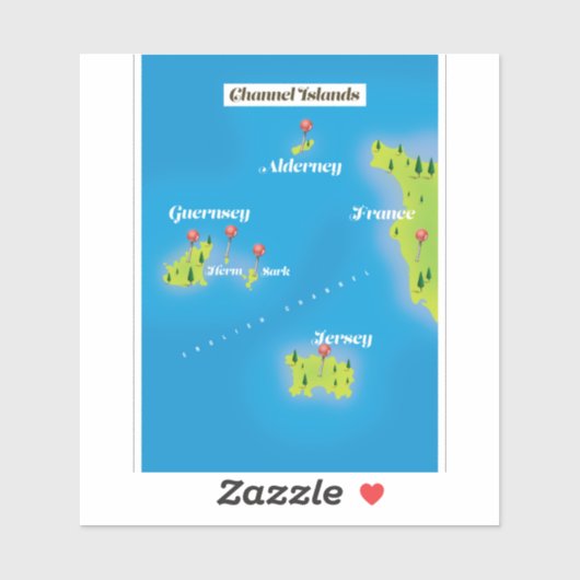 チャンネル諸島地図ポスター シール (シート)