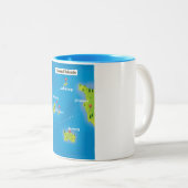 チャンネル諸島地図ポスター。 ツートーンマグカップ (正面右)