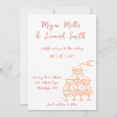 チャンパファンキーンタワーは日付の結婚保存 招待状 (正面)