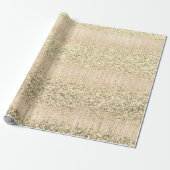 チャンパフェイクイネバラアイボリー金属グリッター ラッピングペーパー (アンロールド)