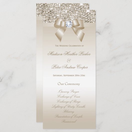 チャンパフェイクンセクインダイヤモンドボウ結婚式 プログラム (正面/裏面)