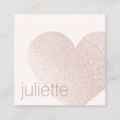 チャンパフェミニンンピンクグリッターハート美しいサロン スクエア名刺 (正面)