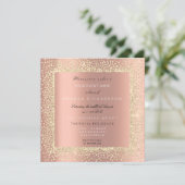 チャンパミニマルイネ金ゴールドブラック紙吹雪バラピーチ 招待状 (スタンド正面)