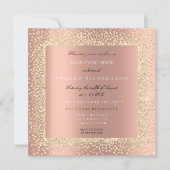 チャンパミニマルイネ金ゴールドブラック紙吹雪バラピーチ 招待状 (正面)