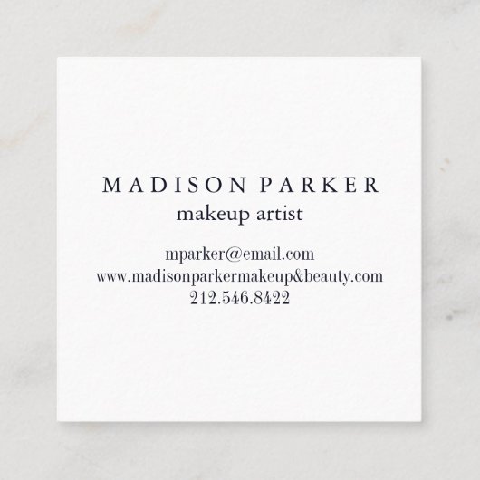 チャンパモダンンエレガントグリッター美しいスタイリスト スクエア名刺 (裏面)