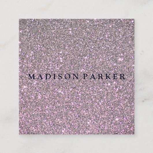 チャンパモダンンエレガントグリッター美しいスタイリスト スクエア名刺 (正面)