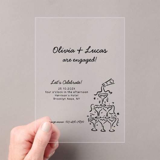 チャンパモダンンタワー婚約パーティ招待状 アクリル招待状 (インサイチュ (ポータブル))