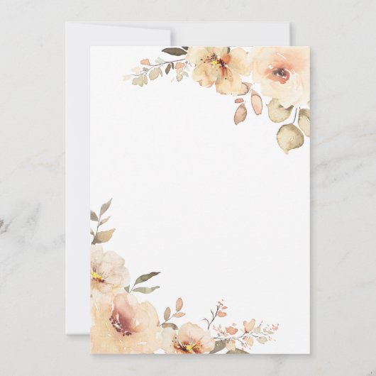 チャンパ素朴ンクリームフローラブライダルシャワー 招待状 (裏面)