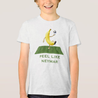 チャンピオンのように皮をむく 面白いバナナ サッカー カスタム トライブレンドTシャツ