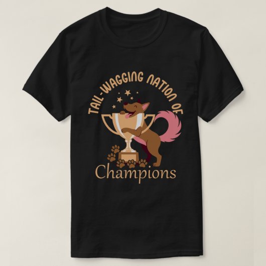 チャンピオンの国 - 尻尾を振る犬の愛好家 Tシャツ (デザイン正面)