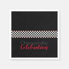 チャンピオンシップお祝い白黒チェック スタンダードカクテルナプキン