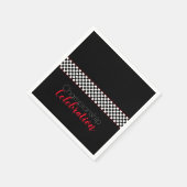 チャンピオンシップお祝い白黒チェック スタンダードカクテルナプキン (角)