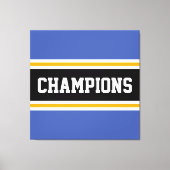 チャンピオンズアスレティックブルーイエロー白黒ストライプ キャンバスプリント (正面)