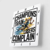 チャンピオンズトレイン敗者がランナーに文句を言う スクエア壁時計 (傾斜)