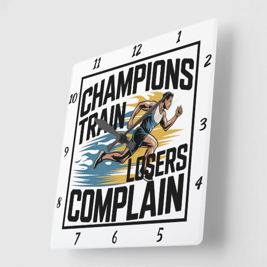 チャンピオンズトレイン敗者がランナーに文句を言う スクエア壁時計 (傾斜)