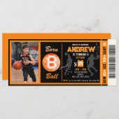 チャンピオンズバスケットボール誕生日チケットと画像 招待状 (正面/裏面)