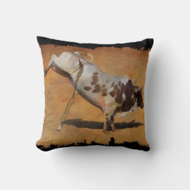 チャンピオンバッキングRodeo Bull on フェイク Parchment クッション
