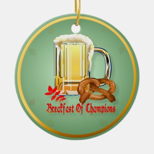 チャンピオン幸せなオクトーバーフェストのオーナメントの朝食 セラミックオーナメント (正面)