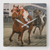 チャンピオン サラブレッド 競走馬の勝利 スクエア壁時計 (正面)