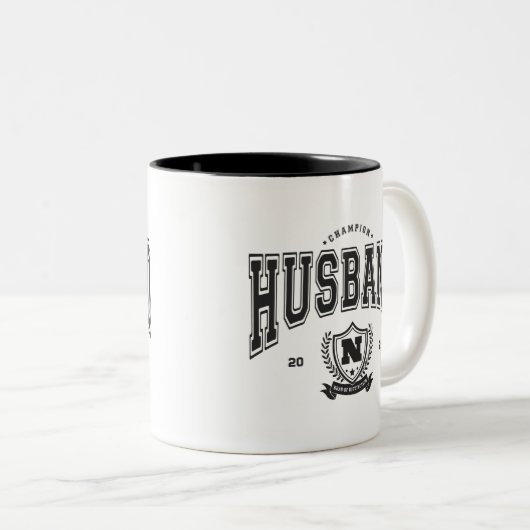 チャンピパーソナライズされたオンおもしろい夫メンズギフト ツートーンマグカップ (正面右)