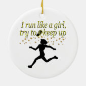 チャンピ走ーン・トラックやフィールドデザインのような金ゴールド セラミックオーナメント (裏面)