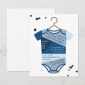 チャンブレー カラー ブロック ボディスーツ 男の子 ベビー シャワー 招待状 (正面/裏面)