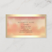 チャンペーン金ゴールドフレームメタリックグラデーションピーチコーラル 名刺 (裏面)