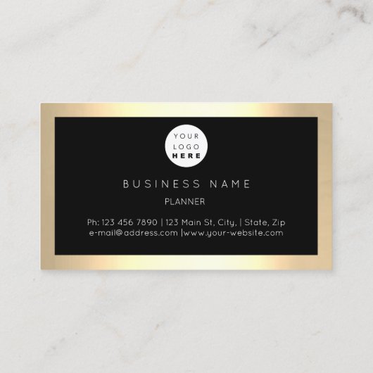 チャンペーン金ゴールドフレームメタリックブラックラグジュアリーVIP 名刺 (裏面)