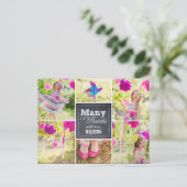 チャークコラージュバースデーパーティーサンキューカード ポストカード (スタンド正面)